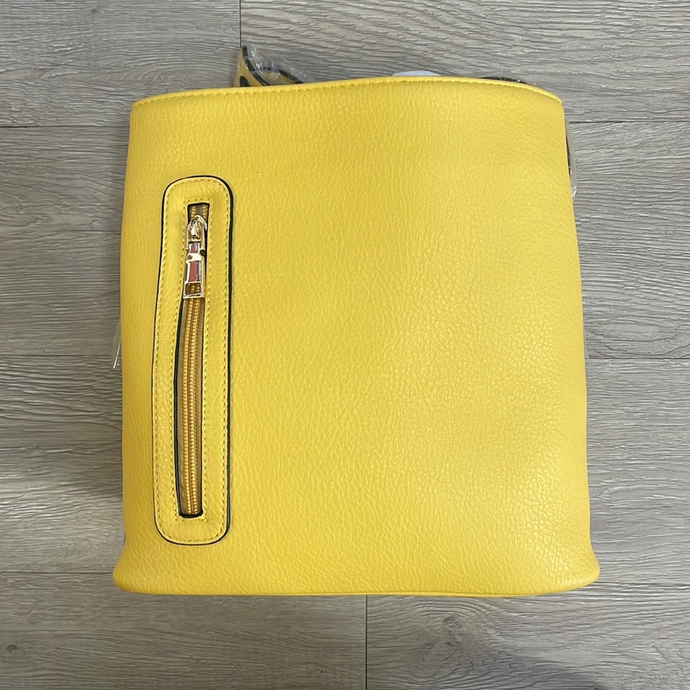 Madi Claire "Brook" Pebble Grain Shoulder Bag w/Adjustable Strap-SunflowerYellow